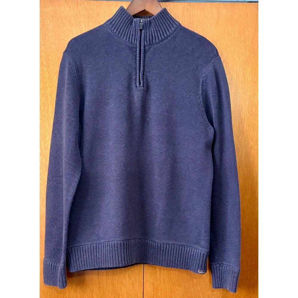 Eddie Bauer 1/4 Zip Mens 100% Cotton Mock Neck Trendy Sweater SzL Preppy School - Picture 3 of 8